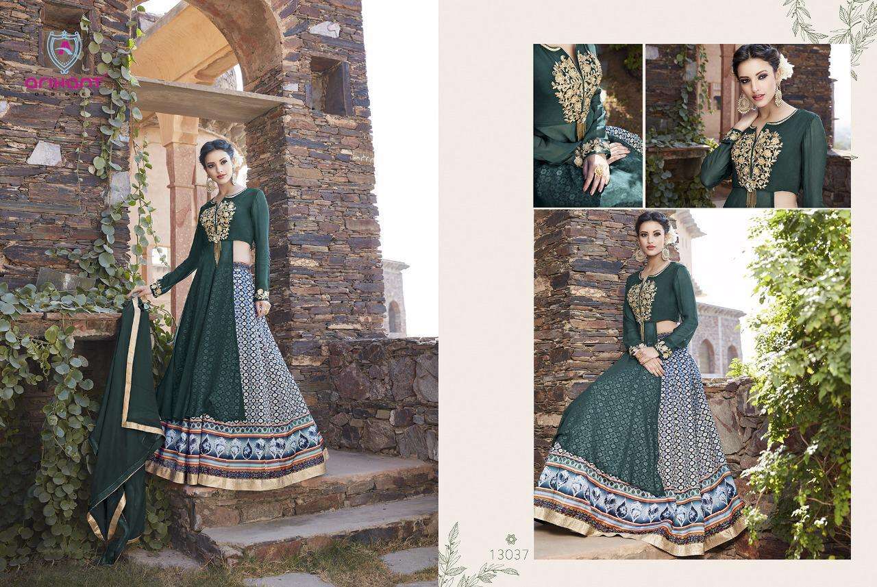 ARIHANT HIT DESIGN 13037 BY ARIHANT DESIGNER BEAUTIFUL COLORFUL STYLISH FANCY CASUAL WEAR & ETHNIC WEAR & READY TO WEAR BANGALORI SATIN PRINT DRESSES AT WHOLESALE PRICE