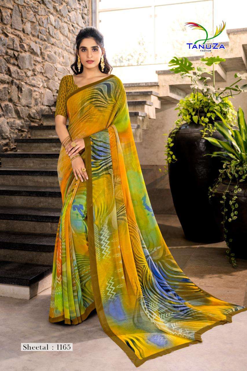 SHEETAL BY TANUZA FASHION 1165 TO 1175 SERIES INDIAN TRADITIONAL WEAR COLLECTION BEAUTIFUL STYLISH FANCY COLORFUL PARTY WEAR & OCCASIONAL WEAR GEORGETTE PLAIN SAREES AT WHOLESALE PRICE