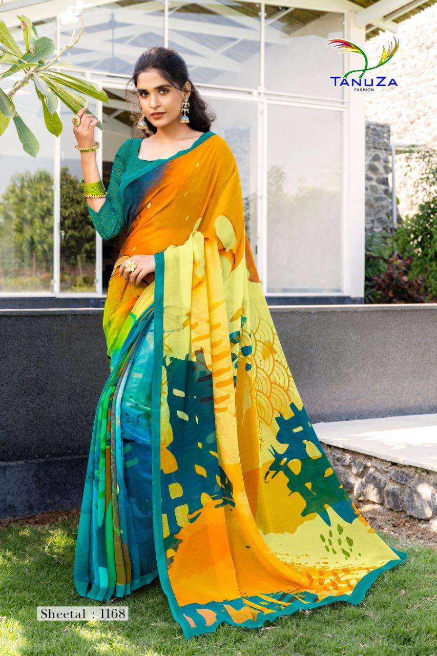 SHEETAL BY TANUZA FASHION 1165 TO 1175 SERIES INDIAN TRADITIONAL WEAR COLLECTION BEAUTIFUL STYLISH FANCY COLORFUL PARTY WEAR & OCCASIONAL WEAR GEORGETTE PLAIN SAREES AT WHOLESALE PRICE