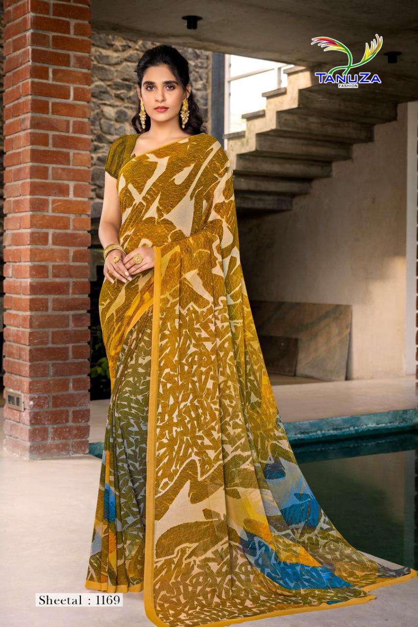SHEETAL BY TANUZA FASHION 1165 TO 1175 SERIES INDIAN TRADITIONAL WEAR COLLECTION BEAUTIFUL STYLISH FANCY COLORFUL PARTY WEAR & OCCASIONAL WEAR GEORGETTE PLAIN SAREES AT WHOLESALE PRICE