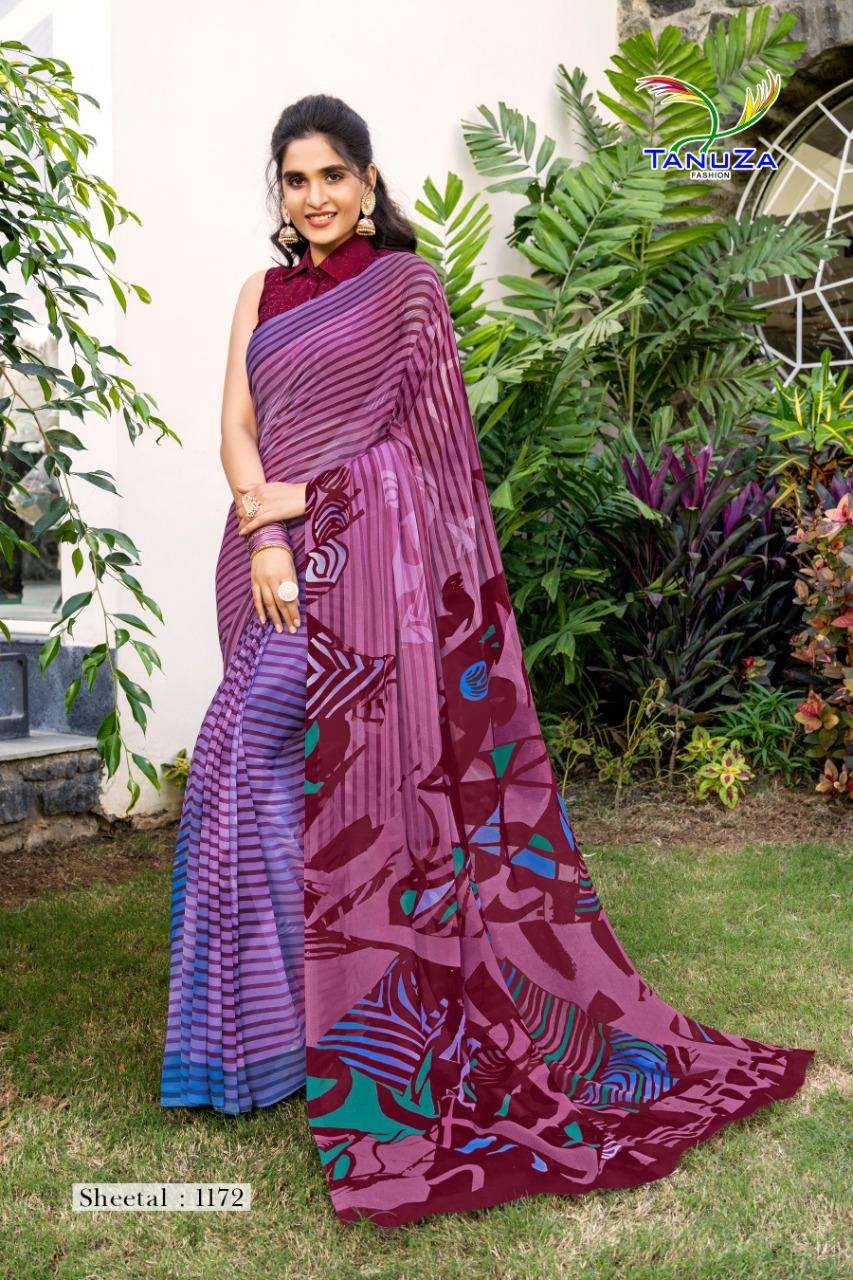 SHEETAL BY TANUZA FASHION 1165 TO 1175 SERIES INDIAN TRADITIONAL WEAR COLLECTION BEAUTIFUL STYLISH FANCY COLORFUL PARTY WEAR & OCCASIONAL WEAR GEORGETTE PLAIN SAREES AT WHOLESALE PRICE