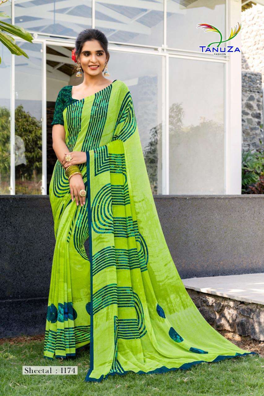 SHEETAL BY TANUZA FASHION 1165 TO 1175 SERIES INDIAN TRADITIONAL WEAR COLLECTION BEAUTIFUL STYLISH FANCY COLORFUL PARTY WEAR & OCCASIONAL WEAR GEORGETTE PLAIN SAREES AT WHOLESALE PRICE