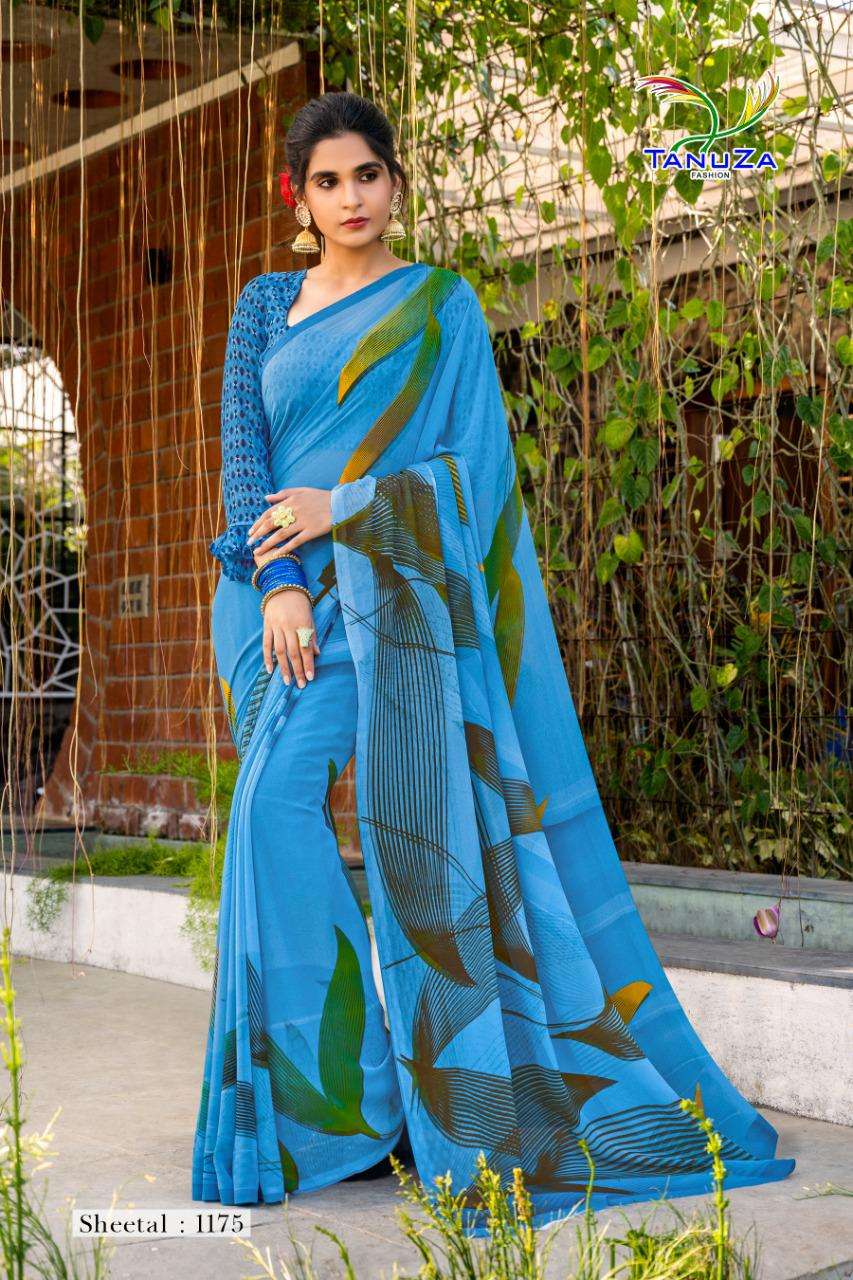 SHEETAL BY TANUZA FASHION 1165 TO 1175 SERIES INDIAN TRADITIONAL WEAR COLLECTION BEAUTIFUL STYLISH FANCY COLORFUL PARTY WEAR & OCCASIONAL WEAR GEORGETTE PLAIN SAREES AT WHOLESALE PRICE