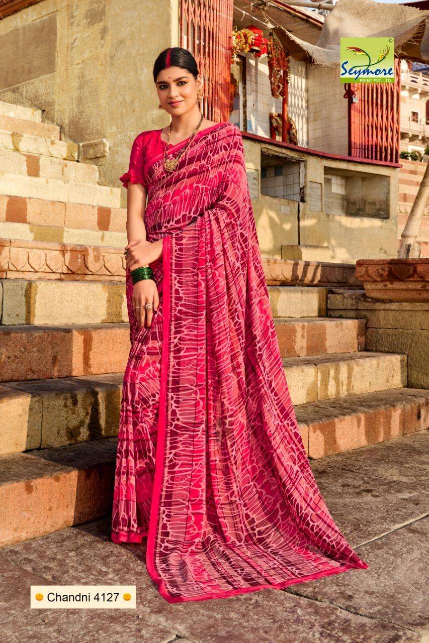 CHANDNI VOL-19 BY SEYMORE INDIAN TRADITIONAL WEAR COLLECTION BEAUTIFUL STYLISH FANCY COLORFUL PARTY WEAR & OCCASIONAL WEAR GEORGETTE PRINT SAREES AT WHOLESALE PRICE
