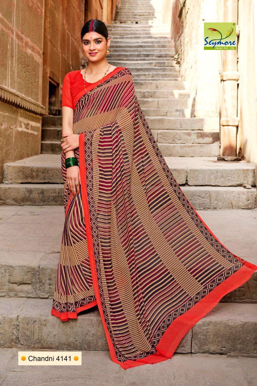 CHANDNI VOL-19 BY SEYMORE INDIAN TRADITIONAL WEAR COLLECTION BEAUTIFUL STYLISH FANCY COLORFUL PARTY WEAR & OCCASIONAL WEAR GEORGETTE PRINT SAREES AT WHOLESALE PRICE