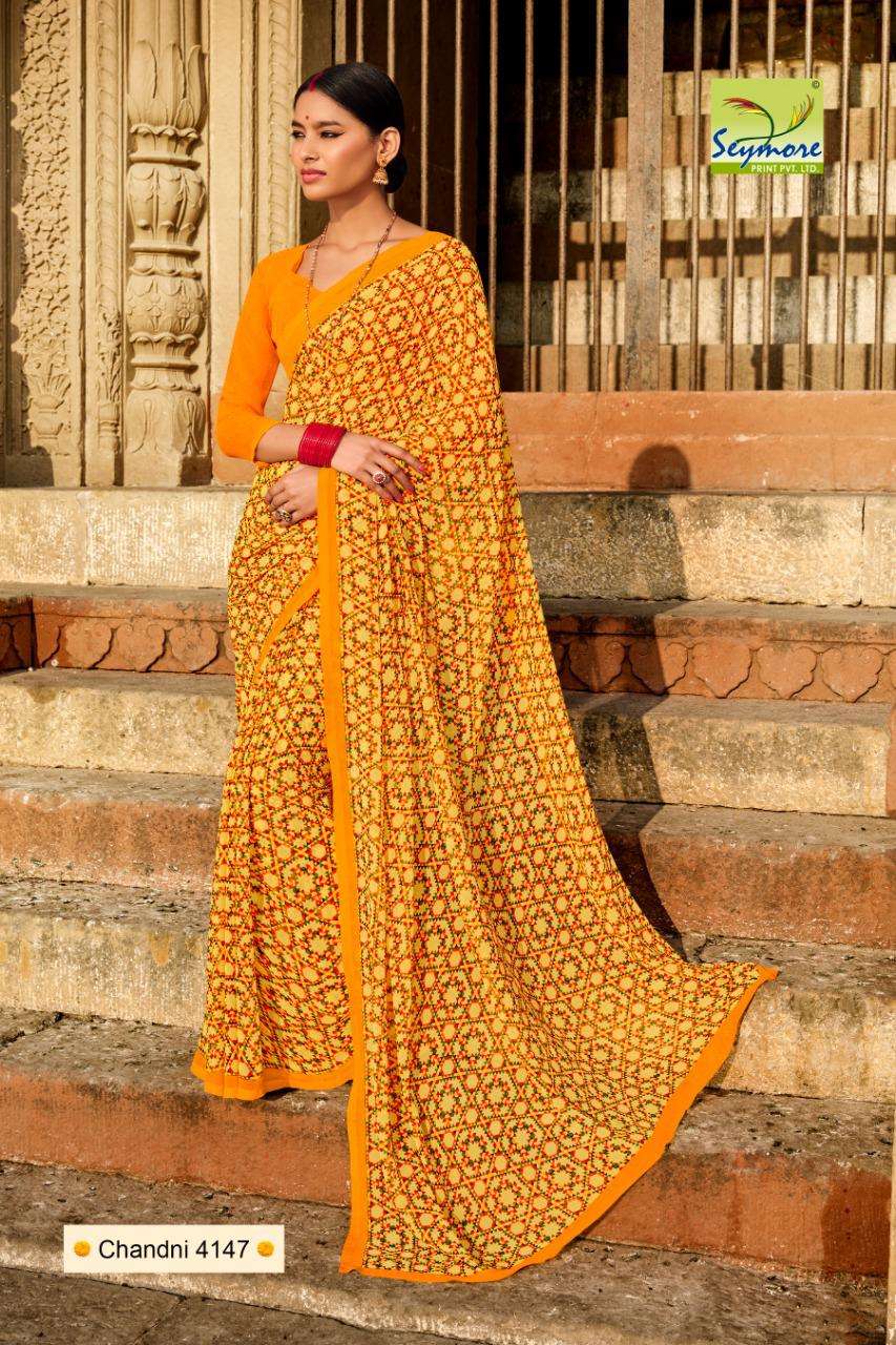 CHANDNI VOL-19 BY SEYMORE INDIAN TRADITIONAL WEAR COLLECTION BEAUTIFUL STYLISH FANCY COLORFUL PARTY WEAR & OCCASIONAL WEAR GEORGETTE PRINT SAREES AT WHOLESALE PRICE