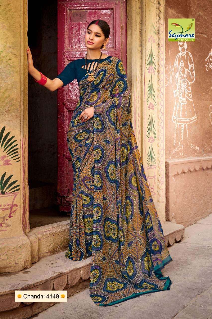 CHANDNI VOL-19 BY SEYMORE INDIAN TRADITIONAL WEAR COLLECTION BEAUTIFUL STYLISH FANCY COLORFUL PARTY WEAR & OCCASIONAL WEAR GEORGETTE PRINT SAREES AT WHOLESALE PRICE