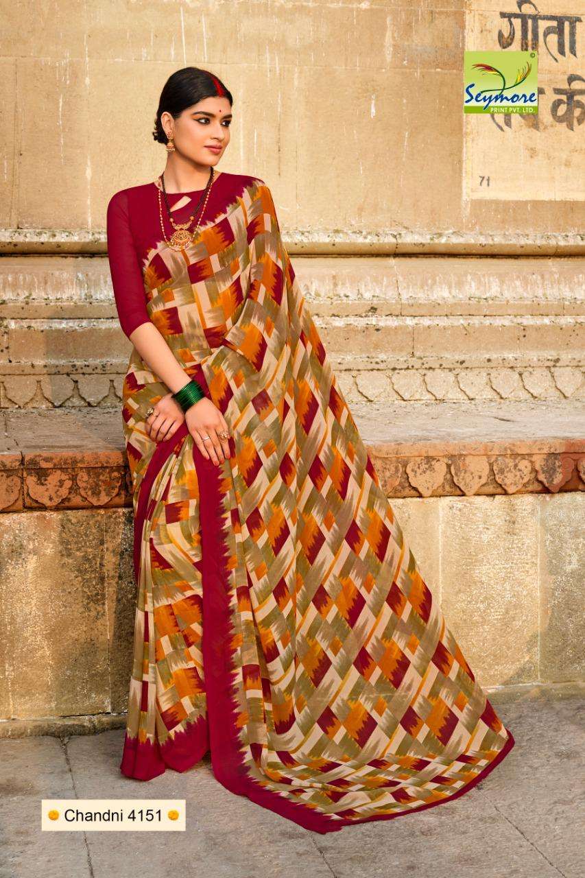 CHANDNI VOL-19 BY SEYMORE INDIAN TRADITIONAL WEAR COLLECTION BEAUTIFUL STYLISH FANCY COLORFUL PARTY WEAR & OCCASIONAL WEAR GEORGETTE PRINT SAREES AT WHOLESALE PRICE