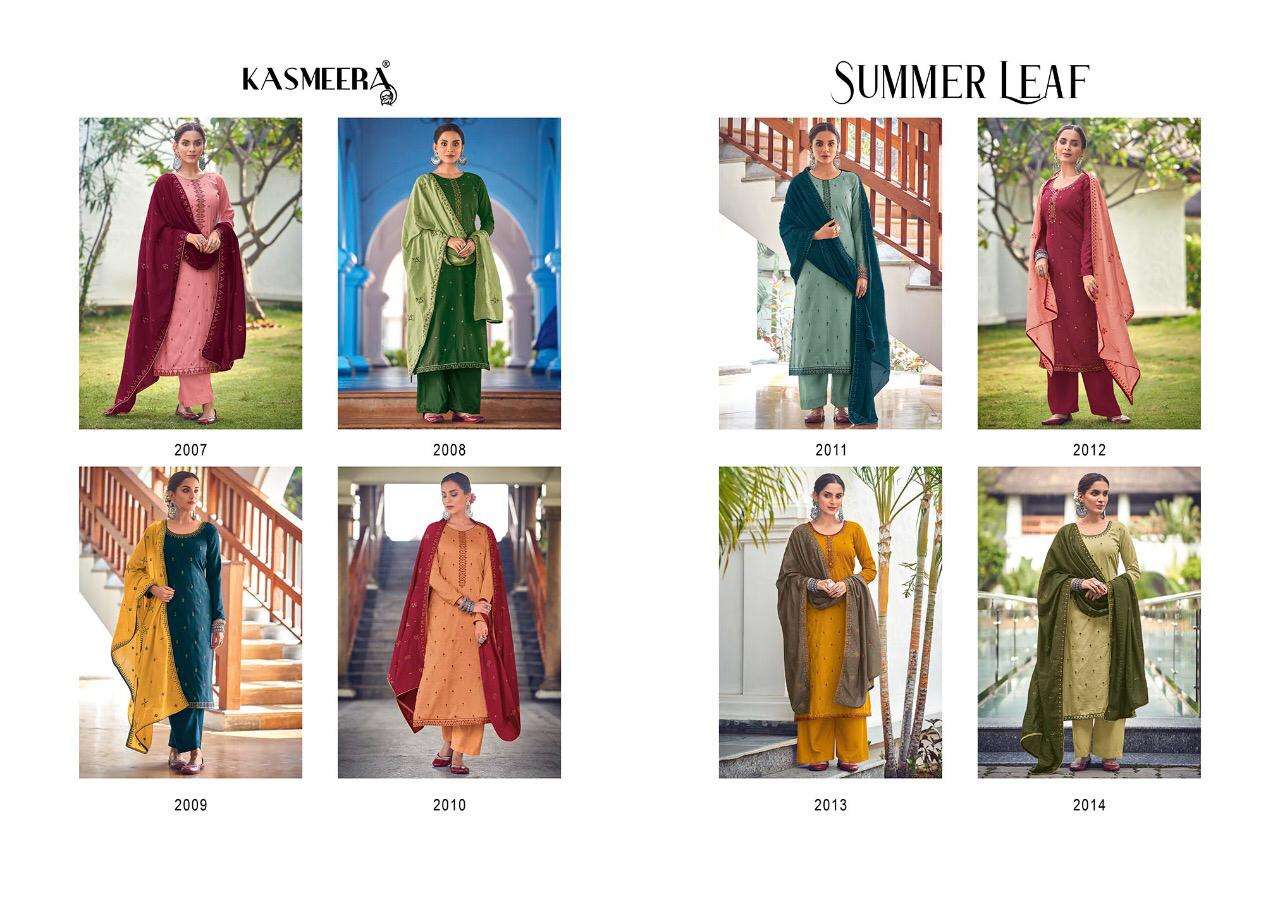 SUMMER LEAF BY KASMEERA 2007 TO 2014 SERIES BEAUTIFUL SUITS STYLISH FANCY COLORFUL PARTY WEAR & OCCASIONAL WEAR SPARKLE SILK EMBROIDERED DRESSES AT WHOLESALE PRICE