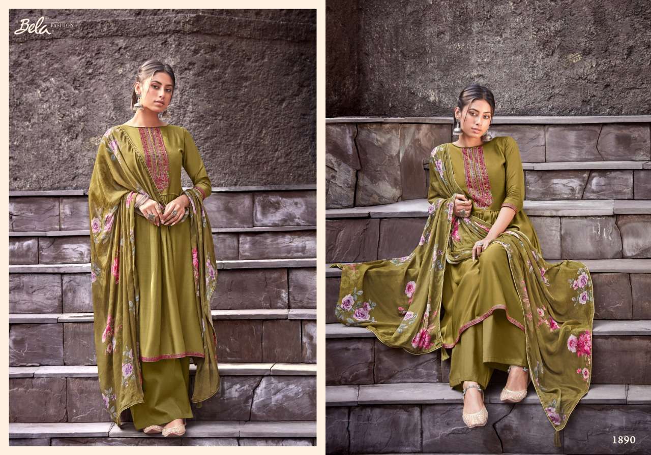 MASHI VOL-2 BY BELA FASHION 1890 TO 1898 SERIES BEAUTIFUL STYLISH SUITS FANCY COLORFUL CASUAL WEAR & ETHNIC WEAR & READY TO WEAR VISCOSE MUSLIN DRESSES AT WHOLESALE PRICE