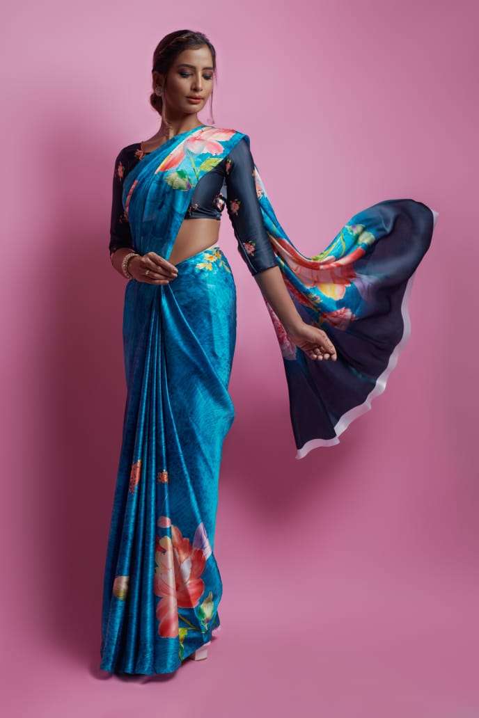 RICHA SILK BY RAJ YOG 01 TO 10 SERIES INDIAN TRADITIONAL WEAR COLLECTION BEAUTIFUL STYLISH FANCY COLORFUL PARTY WEAR & OCCASIONAL WEAR SATIN CREPE DIGITAK PRINT SAREES AT WHOLESALE PRICE