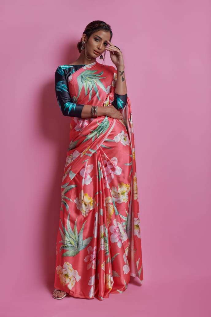 RICHA SILK BY RAJ YOG 01 TO 10 SERIES INDIAN TRADITIONAL WEAR COLLECTION BEAUTIFUL STYLISH FANCY COLORFUL PARTY WEAR & OCCASIONAL WEAR SATIN CREPE DIGITAK PRINT SAREES AT WHOLESALE PRICE