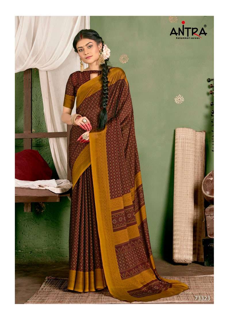 PANKHUDI VOL-25 BY ANTRA 73321TO 73330 SERIES INDIAN TRADITIONAL WEAR COLLECTION BEAUTIFUL STYLISH FANCY COLORFUL PARTY WEAR & OCCASIONAL WEAR BLACK RANGOLI SAREES AT WHOLESALE PRICE