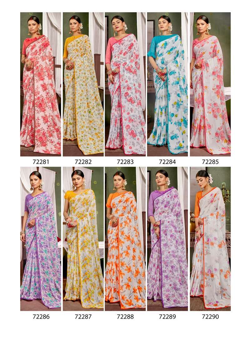 WHITE DIAMOND VOL-7 BY ANTRA 72281 TO 72290 SERIES INDIAN TRADITIONAL WEAR COLLECTION BEAUTIFUL STYLISH FANCY COLORFUL PARTY WEAR & OCCASIONAL WEAR WEIGHTLESS PRINT SAREES AT WHOLESALE PRICE