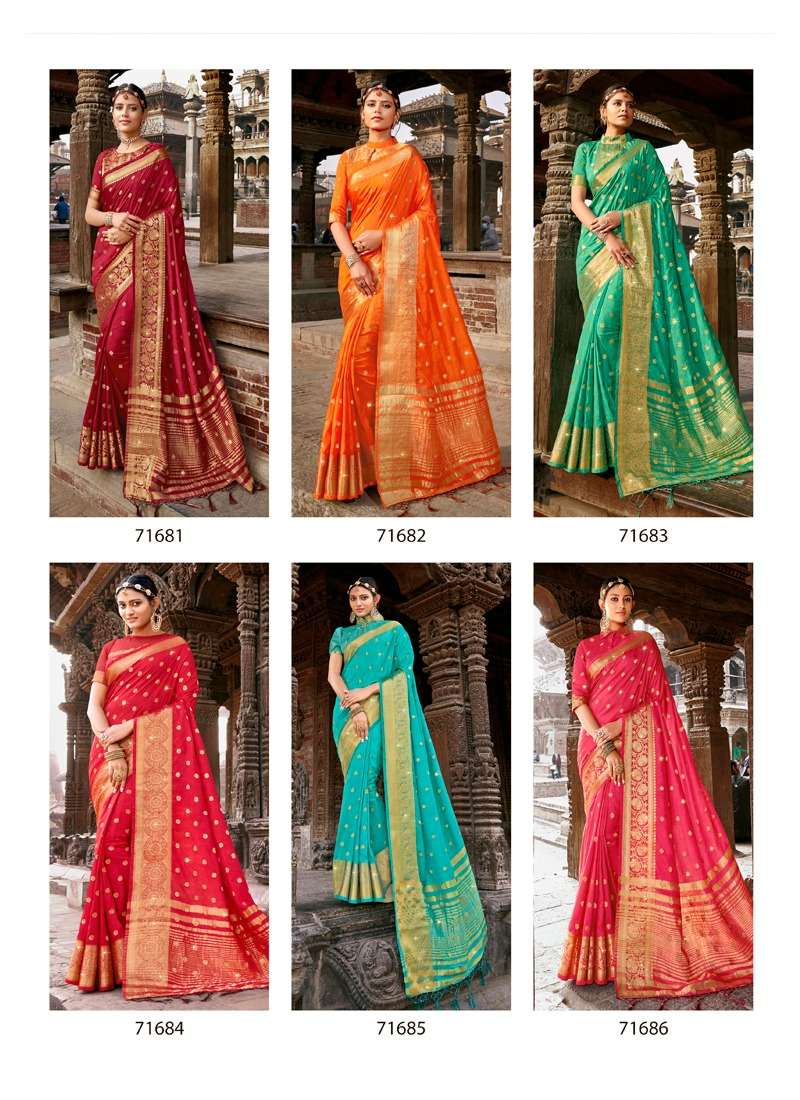 SANCHI BY LIFESTYLE 71681 TO 71686 SERIES INDIAN TRADITIONAL WEAR COLLECTION BEAUTIFUL STYLISH FANCY COLORFUL PARTY WEAR & OCCASIONAL WEAR NYLON SILK SAREES AT WHOLESALE PRICE