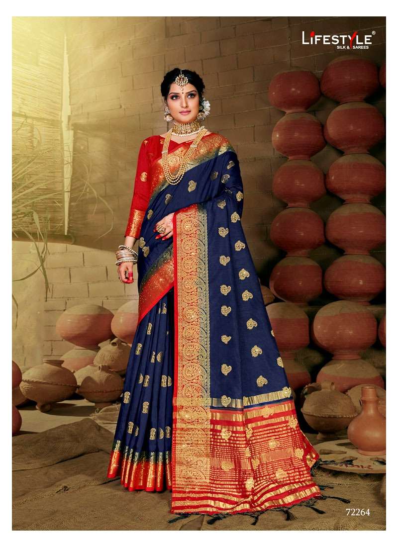 RUBINA BY LIFESTYLE 72261 TO 72266 SERIES INDIAN TRADITIONAL WEAR COLLECTION BEAUTIFUL STYLISH FANCY COLORFUL PARTY WEAR & OCCASIONAL WEAR NYLON SILK SAREES AT WHOLESALE PRICE