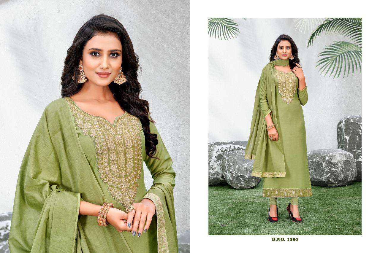 AASMA BY RANI TRENDZ 1556 TO 1563 SERIES DESIGNER SUITS BEAUTIFUL STYLISH FANCY COLORFUL PARTY WEAR & OCCASIONAL WEAR PURE COTTON DOLA JACQUARD DRESSES AT WHOLESALE PRICE