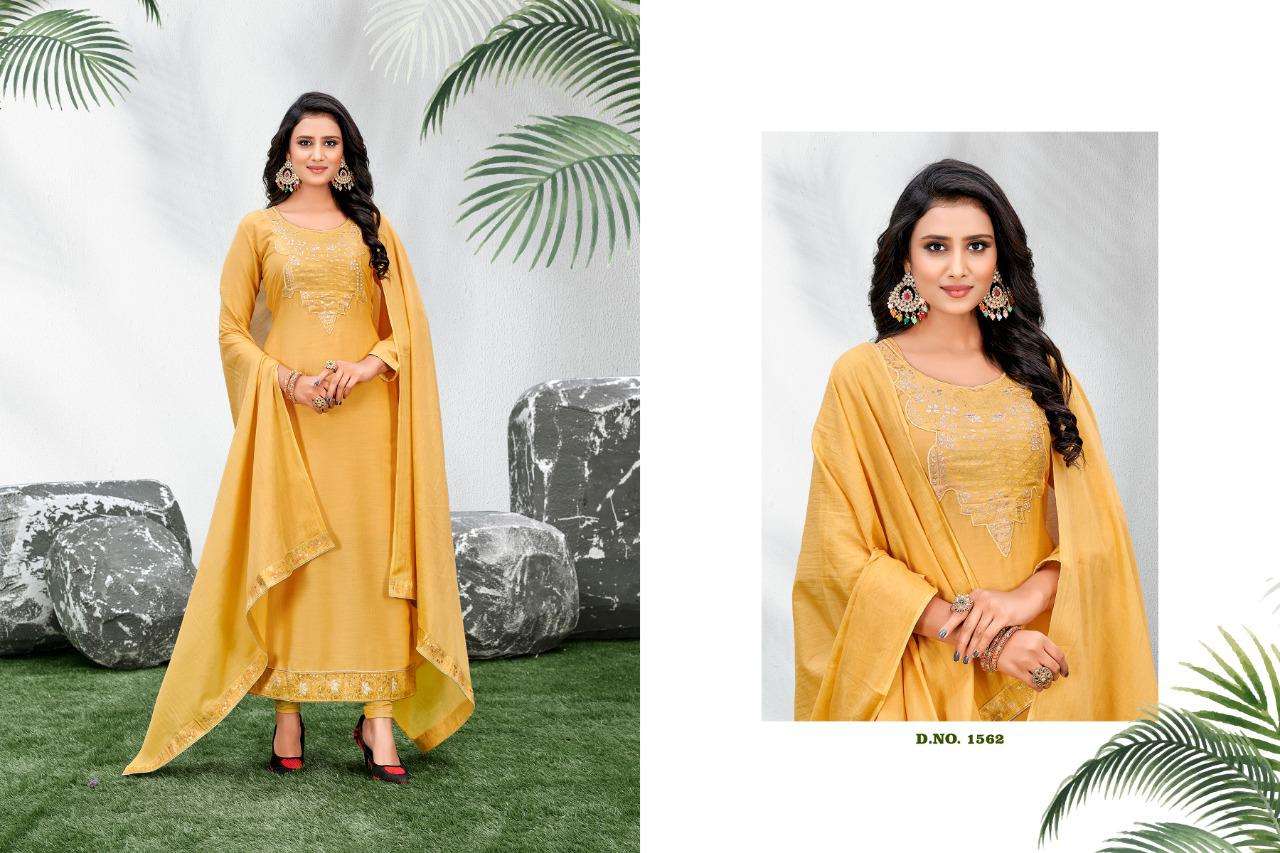 AASMA BY RANI TRENDZ 1556 TO 1563 SERIES DESIGNER SUITS BEAUTIFUL STYLISH FANCY COLORFUL PARTY WEAR & OCCASIONAL WEAR PURE COTTON DOLA JACQUARD DRESSES AT WHOLESALE PRICE