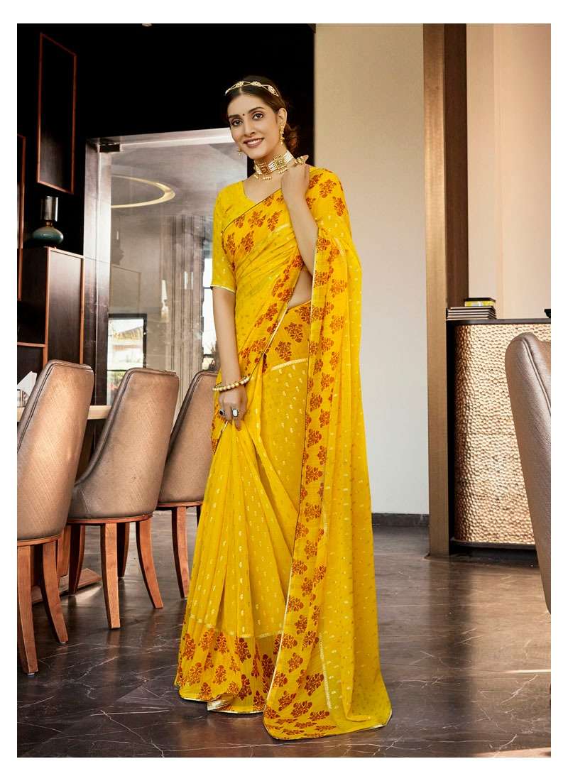 BUL BUL BY ANTRA 73701 TO 73710 SERIES INDIAN TRADITIONAL WEAR COLLECTION BEAUTIFUL STYLISH FANCY COLORFUL PARTY WEAR & OCCASIONAL WEAR GEORGETTE FOIL PRINT SAREES AT WHOLESALE PRICE