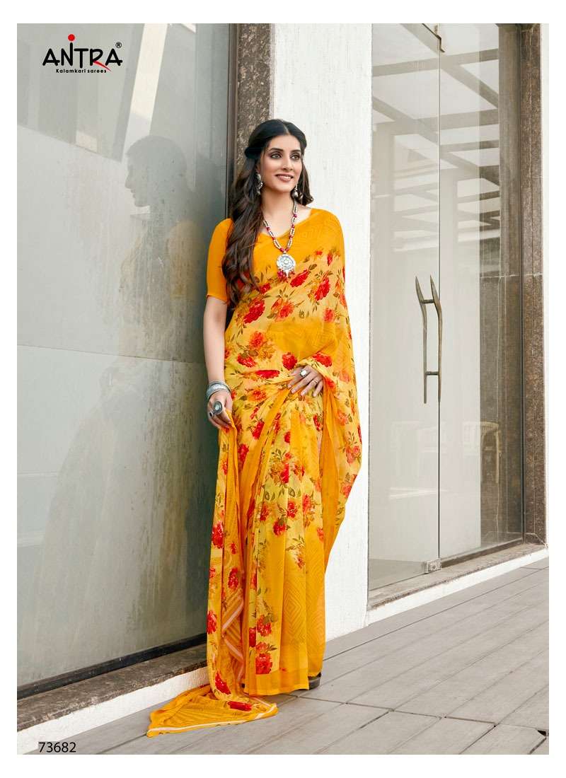 MATWALI VOL-2 BY ANTRA 73682 TO 73690 SERIES INDIAN TRADITIONAL WEAR COLLECTION BEAUTIFUL STYLISH FANCY COLORFUL PARTY WEAR & OCCASIONAL WEAR WEIGHTLESS SAREES AT WHOLESALE PRICE