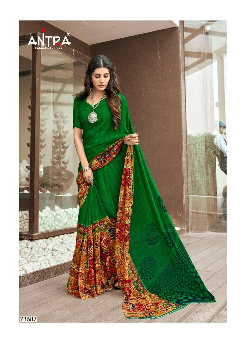 MATWALI VOL-2 BY ANTRA 73682 TO 73690 SERIES INDIAN TRADITIONAL WEAR COLLECTION BEAUTIFUL STYLISH FANCY COLORFUL PARTY WEAR & OCCASIONAL WEAR WEIGHTLESS SAREES AT WHOLESALE PRICE