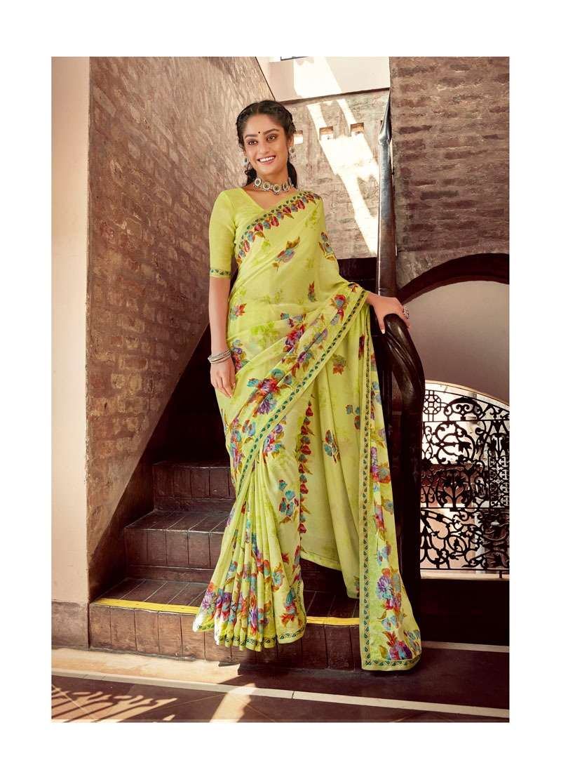 CRISPI BY ANTRA 73102 TO 73110 SERIES INDIAN TRADITIONAL WEAR COLLECTION BEAUTIFUL STYLISH FANCY COLORFUL PARTY WEAR & OCCASIONAL WEAR CHIFFON SAREES AT WHOLESALE PRICE