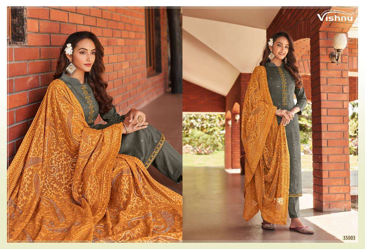 TANISHQ BY VISHNU IMPEX 35001 TO 35008 SERIES BEAUTIFUL SUITS COLORFUL STYLISH FANCY CASUAL WEAR & ETHNIC WEAR SPARKLE SILK LINING DRESSES AT WHOLESALE PRICE