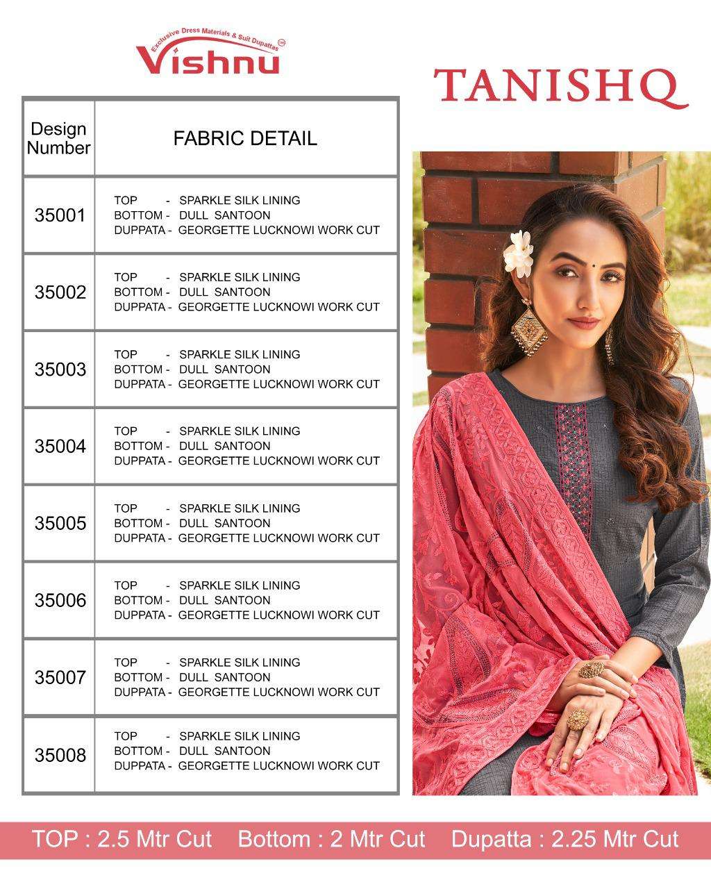 TANISHQ BY VISHNU IMPEX 35001 TO 35008 SERIES BEAUTIFUL SUITS COLORFUL STYLISH FANCY CASUAL WEAR & ETHNIC WEAR SPARKLE SILK LINING DRESSES AT WHOLESALE PRICE