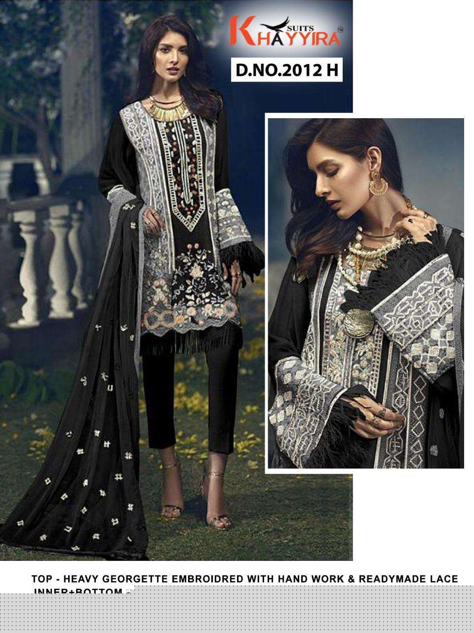 CROSS STITCH BY KHAYYIRA 2012-A TO 2012-H SERIES BEAUTIFUL PAKISTANI SUITS STYLISH FANCY COLORFUL CASUAL WEAR & ETHNIC WEAR HEAVY GEORGETTE WITH EMBROIDERY DRESSES AT WHOLESALE PRICE