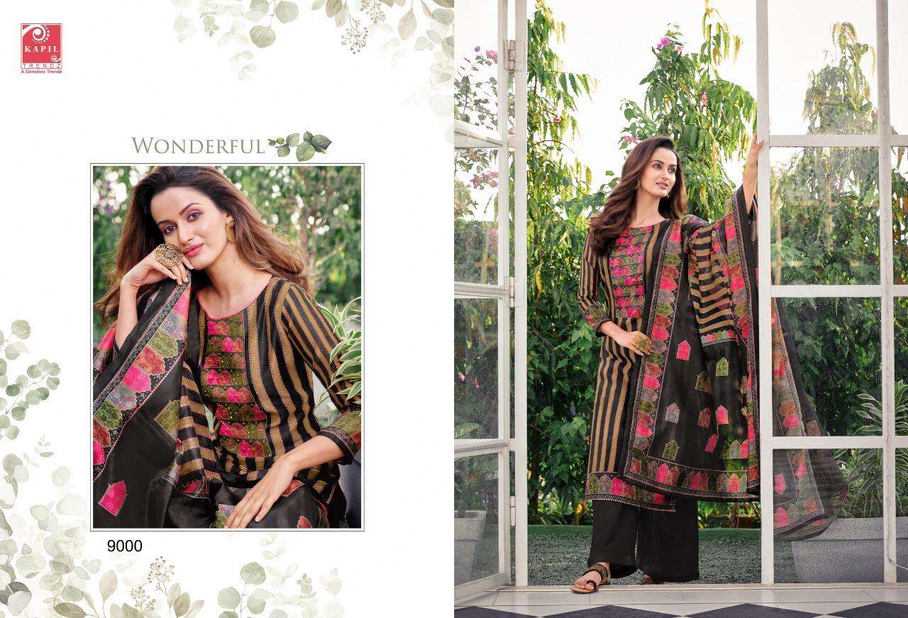 ZEHRA BY KAPIL TRENDZ 9000 TO 9006 SERIES BEAUTIFUL SUITS STYLISH FANCY COLORFUL PARTY WEAR & OCCASIONAL WEAR CHANDERI DIGITAL PRINT WITH WORK DRESSES AT WHOLESALE PRICE