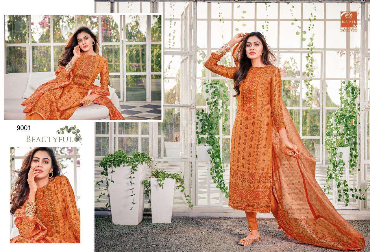 ZEHRA BY KAPIL TRENDZ 9000 TO 9006 SERIES BEAUTIFUL SUITS STYLISH FANCY COLORFUL PARTY WEAR & OCCASIONAL WEAR CHANDERI DIGITAL PRINT WITH WORK DRESSES AT WHOLESALE PRICE