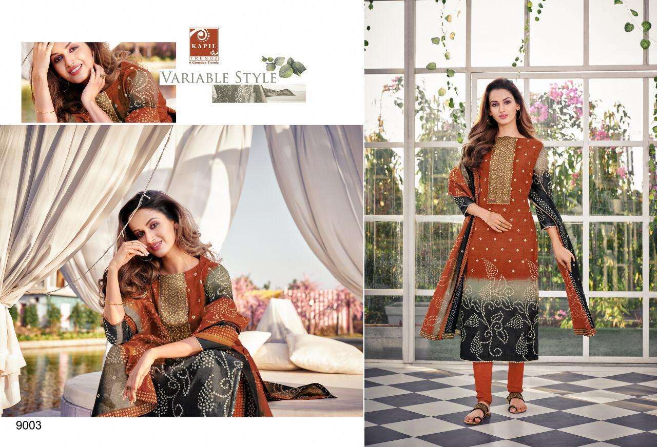 ZEHRA BY KAPIL TRENDZ 9000 TO 9006 SERIES BEAUTIFUL SUITS STYLISH FANCY COLORFUL PARTY WEAR & OCCASIONAL WEAR CHANDERI DIGITAL PRINT WITH WORK DRESSES AT WHOLESALE PRICE