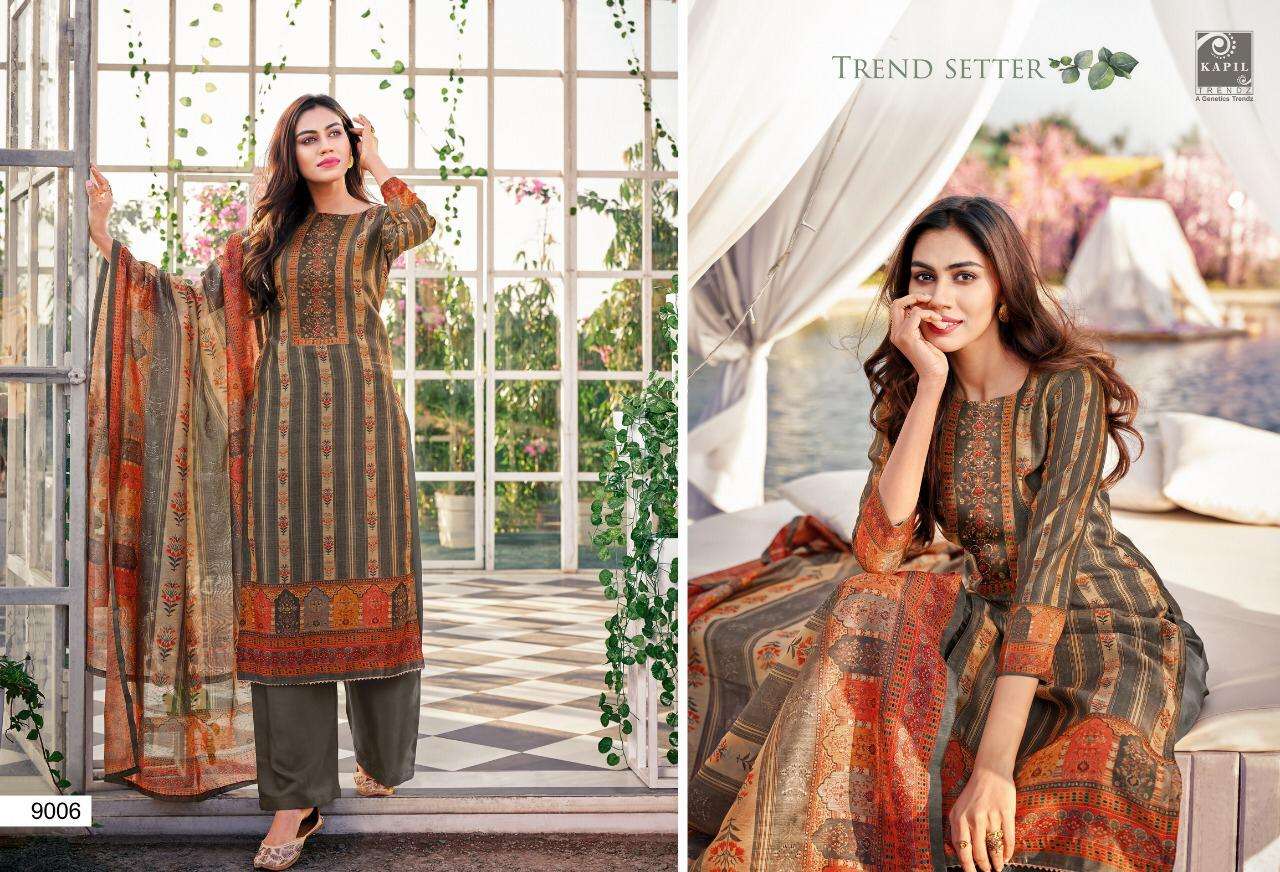 ZEHRA BY KAPIL TRENDZ 9000 TO 9006 SERIES BEAUTIFUL SUITS STYLISH FANCY COLORFUL PARTY WEAR & OCCASIONAL WEAR CHANDERI DIGITAL PRINT WITH WORK DRESSES AT WHOLESALE PRICE