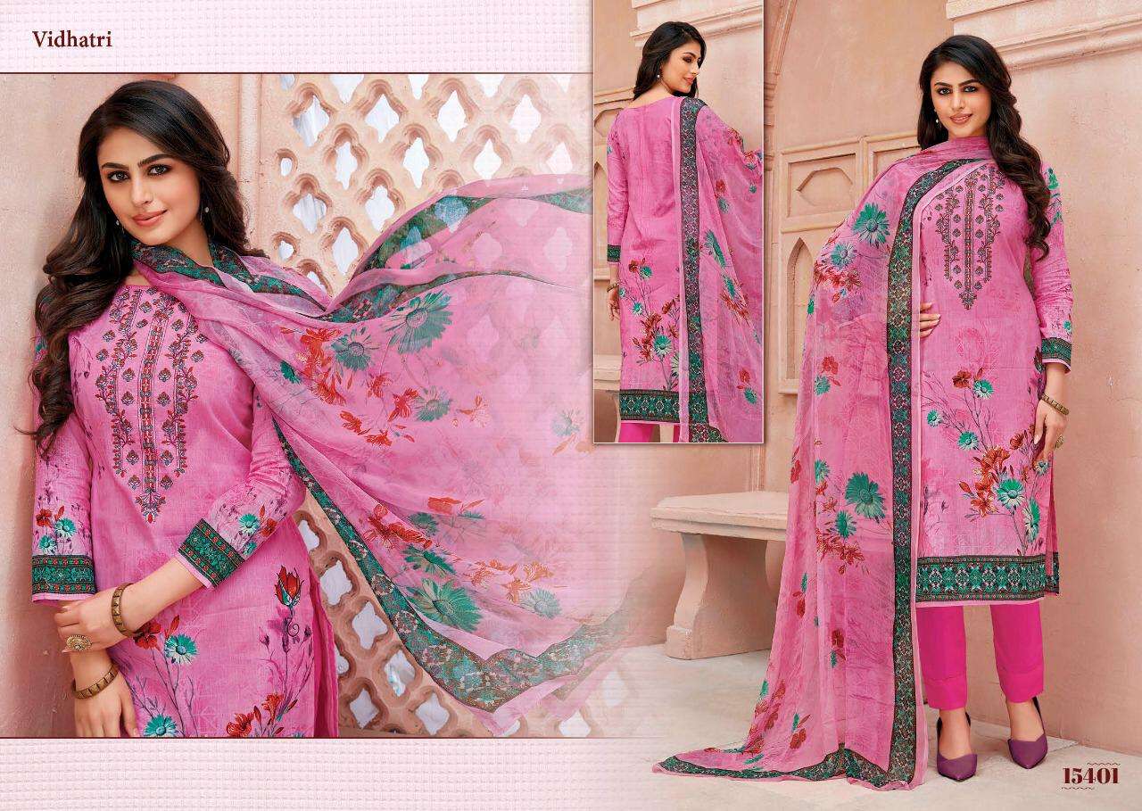 FIRDOUS BY VIDHATRI 15401 TO 15408 SERIES BEAUTIFUL SUITS STYLISH FANCY COLORFUL CASUAL WEAR & ETHNIC WEAR LAWN COTTON PRINT EMBROIDERED DRESSES AT WHOLESALE PRICE