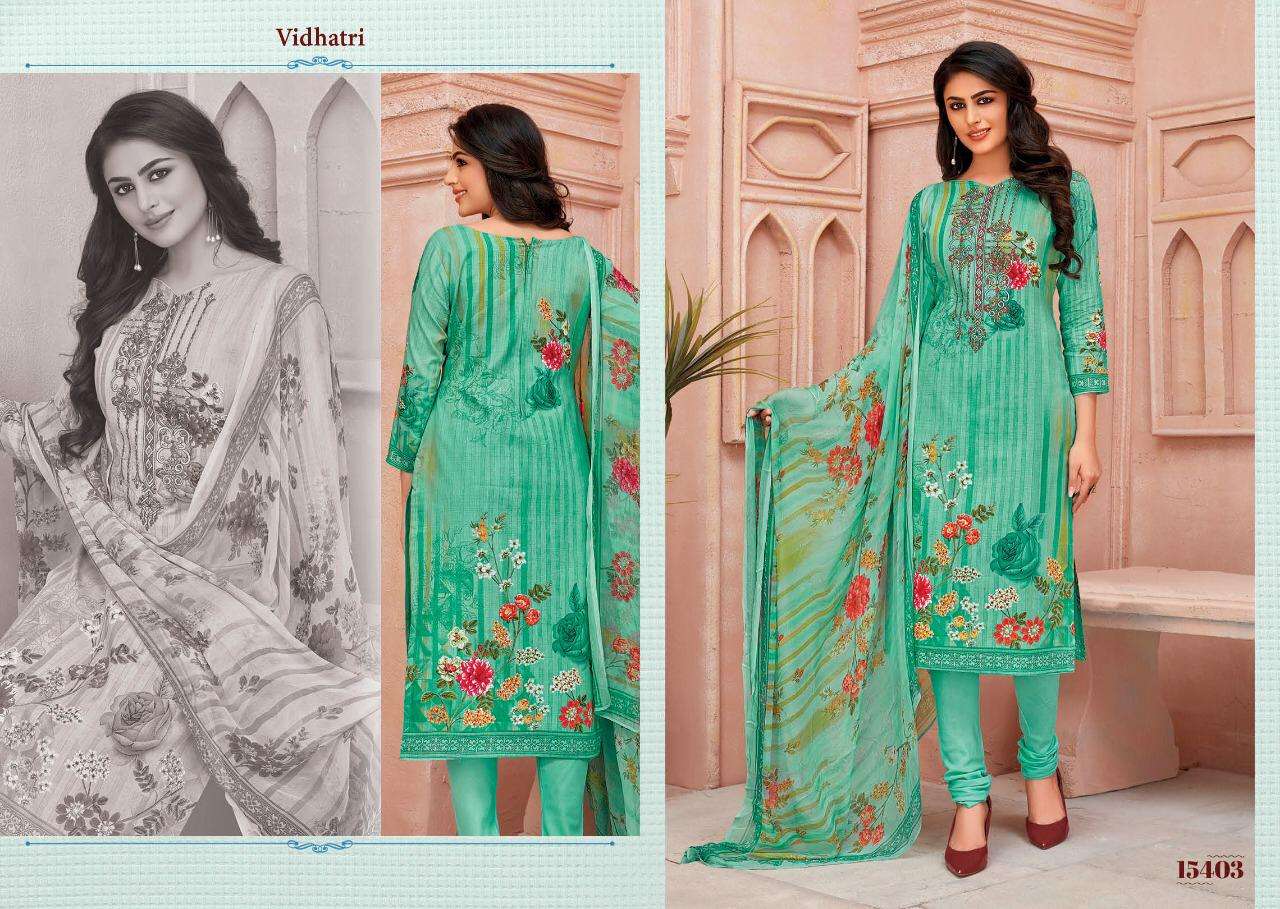 FIRDOUS BY VIDHATRI 15401 TO 15408 SERIES BEAUTIFUL SUITS STYLISH FANCY COLORFUL CASUAL WEAR & ETHNIC WEAR LAWN COTTON PRINT EMBROIDERED DRESSES AT WHOLESALE PRICE