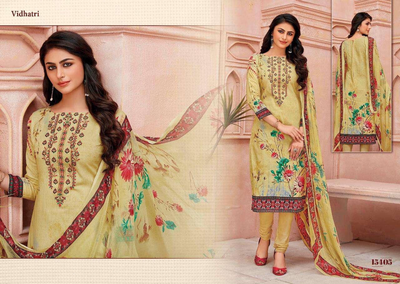 FIRDOUS BY VIDHATRI 15401 TO 15408 SERIES BEAUTIFUL SUITS STYLISH FANCY COLORFUL CASUAL WEAR & ETHNIC WEAR LAWN COTTON PRINT EMBROIDERED DRESSES AT WHOLESALE PRICE
