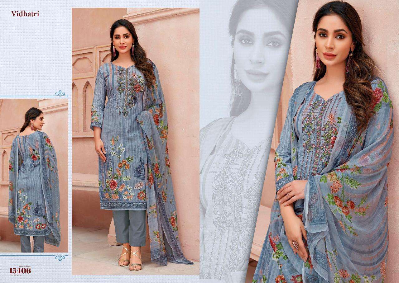 FIRDOUS BY VIDHATRI 15401 TO 15408 SERIES BEAUTIFUL SUITS STYLISH FANCY COLORFUL CASUAL WEAR & ETHNIC WEAR LAWN COTTON PRINT EMBROIDERED DRESSES AT WHOLESALE PRICE