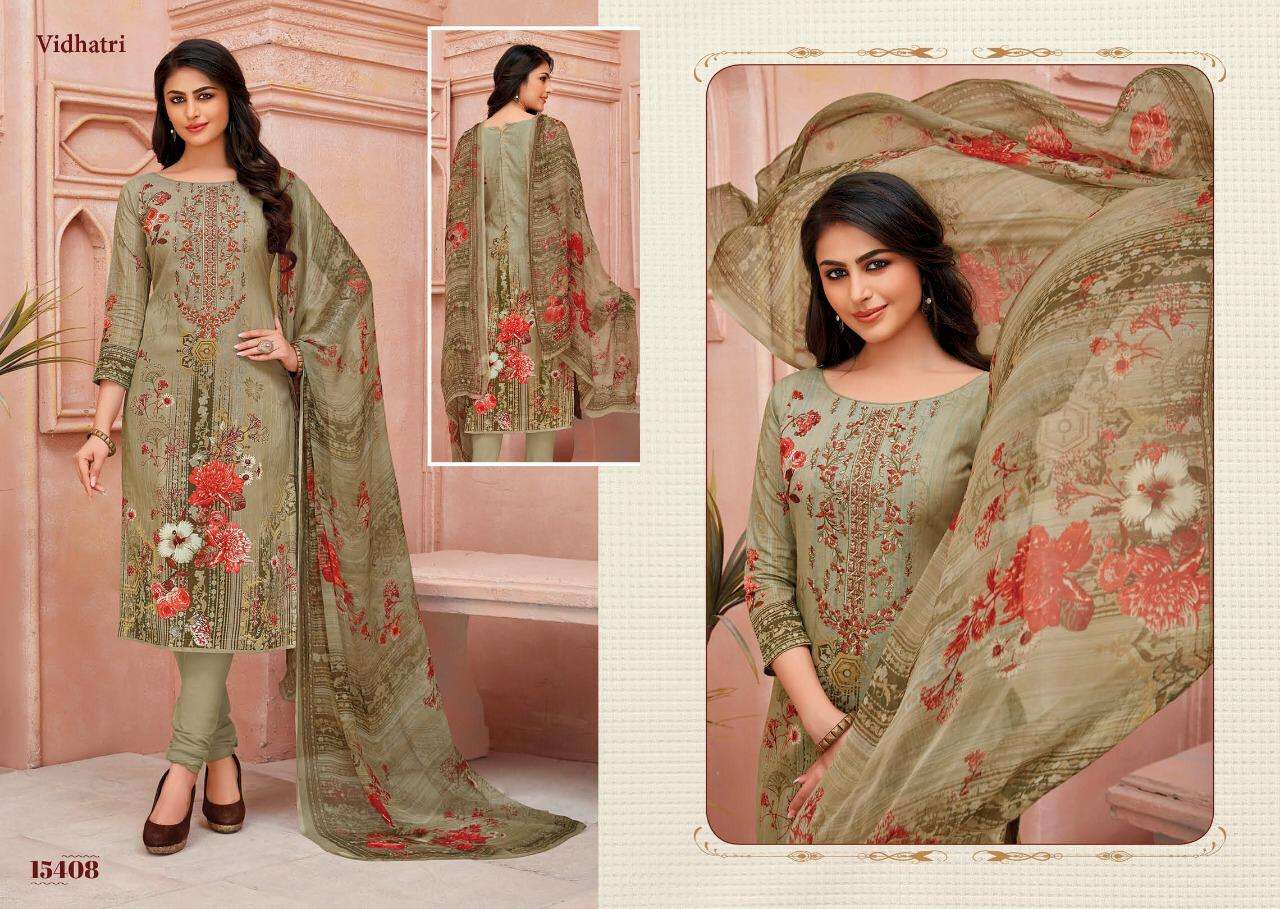 FIRDOUS BY VIDHATRI 15401 TO 15408 SERIES BEAUTIFUL SUITS STYLISH FANCY COLORFUL CASUAL WEAR & ETHNIC WEAR LAWN COTTON PRINT EMBROIDERED DRESSES AT WHOLESALE PRICE