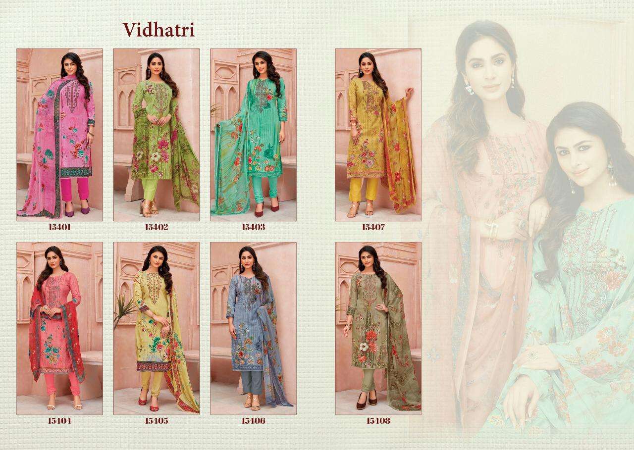 FIRDOUS BY VIDHATRI 15401 TO 15408 SERIES BEAUTIFUL SUITS STYLISH FANCY COLORFUL CASUAL WEAR & ETHNIC WEAR LAWN COTTON PRINT EMBROIDERED DRESSES AT WHOLESALE PRICE