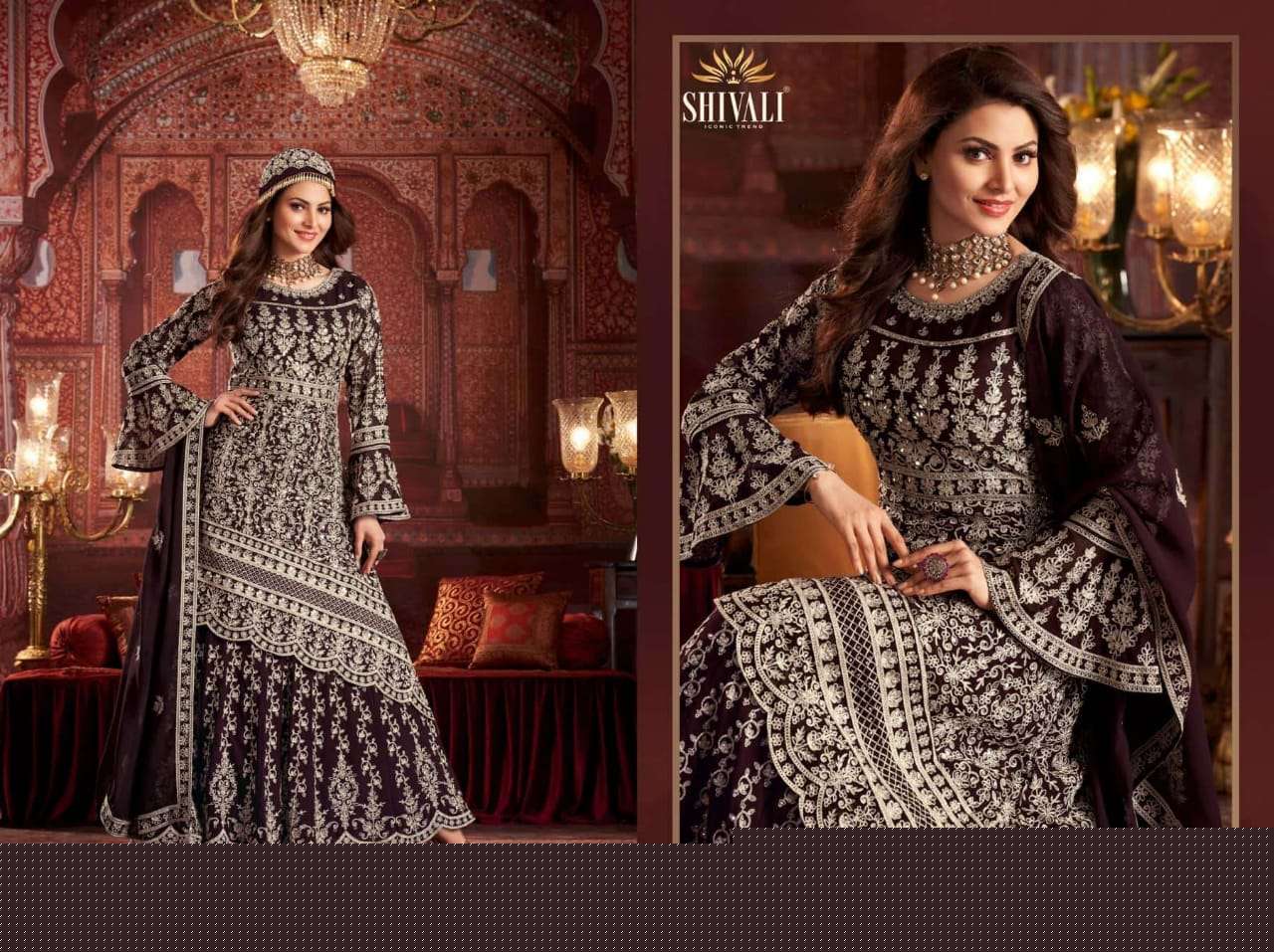 HALIME SULTAN BY SHIVALI 101 TO 105 SERIES BEAUTIFUL SHARARA SUITS STYLISH FANCY COLORFUL PARTY WEAR & OCCASIONAL WEAR FANCY DRESSES AT WHOLESALE PRICE