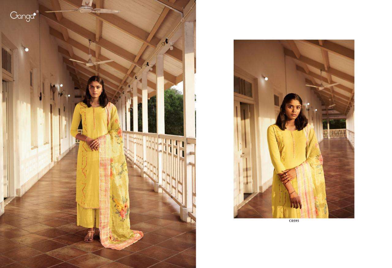 AHIRI BY GANGA FASHION 595 TO 600 SERIES BEAUTIFUL SUITS STYLISH FANCY COLORFUL PARTY WEAR & OCCASIONAL WEAR FINEST COTTON WITH EMBROIDERY DRESSES AT WHOLESALE PRICE