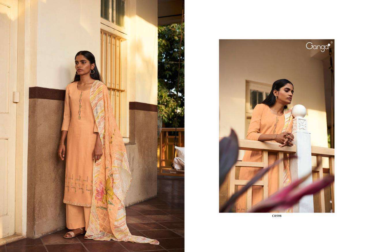 AHIRI BY GANGA FASHION 595 TO 600 SERIES BEAUTIFUL SUITS STYLISH FANCY COLORFUL PARTY WEAR & OCCASIONAL WEAR FINEST COTTON WITH EMBROIDERY DRESSES AT WHOLESALE PRICE
