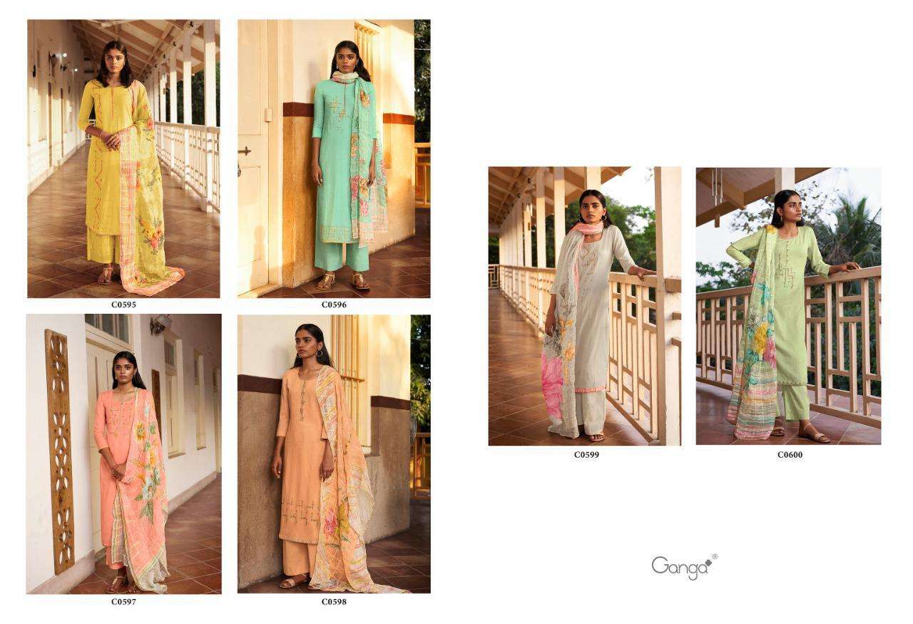 AHIRI BY GANGA FASHION 595 TO 600 SERIES BEAUTIFUL SUITS STYLISH FANCY COLORFUL PARTY WEAR & OCCASIONAL WEAR FINEST COTTON WITH EMBROIDERY DRESSES AT WHOLESALE PRICE