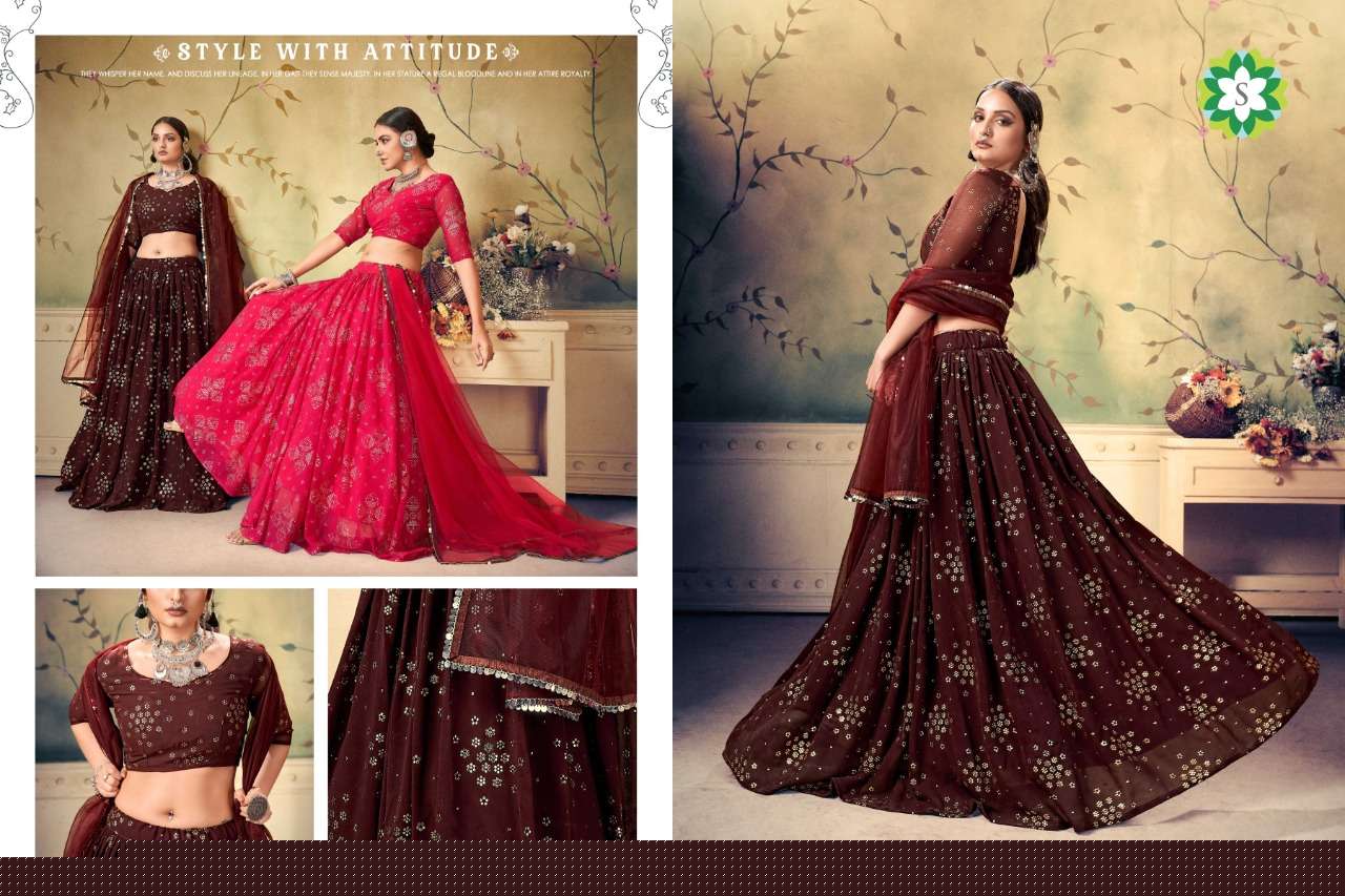 BINDIYA VOL-1 BY SHEE STAR 1053 TO 1057 SERIES BEAUTIFUL COLORFUL FANCY WEDDING COLLECTION OCCASIONAL WEAR & PARTY WEAR GEORGETTE LEHENGAS AT WHOLESALE PRICE