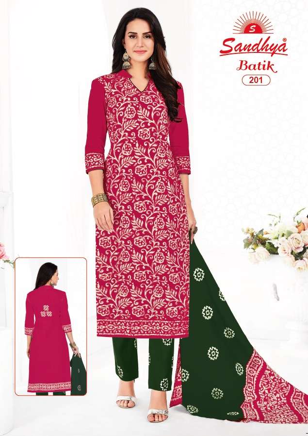 BATIK VOL-2 BY SANDHYA 201 TO 212 SERIES BEAUTIFUL SUITS STYLISH FANCY COLORFUL PARTY WEAR & OCCASIONAL WEAR PURE COTTON DRESSES AT WHOLESALE PRICE
