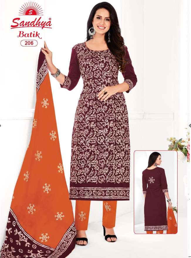 BATIK VOL-2 BY SANDHYA 201 TO 212 SERIES BEAUTIFUL SUITS STYLISH FANCY COLORFUL PARTY WEAR & OCCASIONAL WEAR PURE COTTON DRESSES AT WHOLESALE PRICE