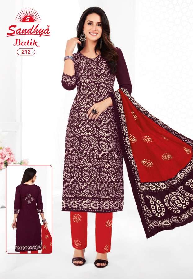 BATIK VOL-2 BY SANDHYA 201 TO 212 SERIES BEAUTIFUL SUITS STYLISH FANCY COLORFUL PARTY WEAR & OCCASIONAL WEAR PURE COTTON DRESSES AT WHOLESALE PRICE