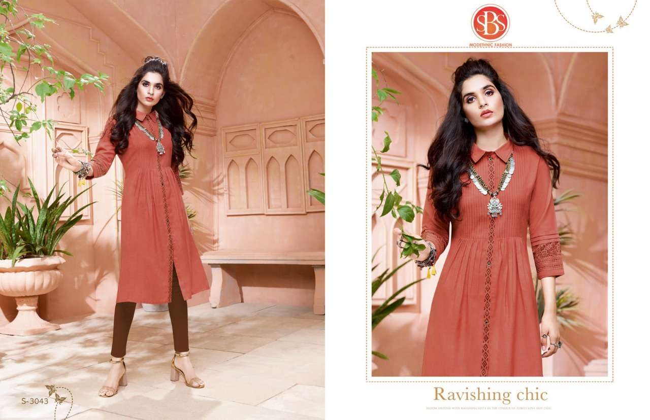 DELIGHT BY SBS 3040 TO 3043 SERIES BEAUTIFUL STYLISH FANCY COLORFUL CASUAL WEAR & ETHNIC WEAR & READY TO WEAR COTTON KURTIS AT WHOLESALE PRICE