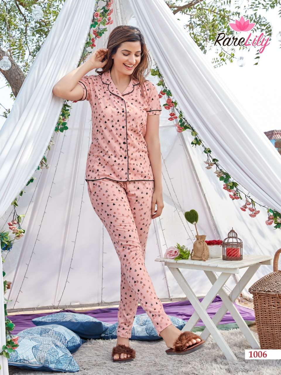 ZIL MIL VOL-3 BY RARE LILY 1001 TO 1007 SERIES BEAUTIFUL STYLISH FANCY COLORFUL CASUAL WEAR & NIGHT WEAR COTTON DIGITAL PRINTS TOPS AND BOTTOM AT WHOLESALE PRICE