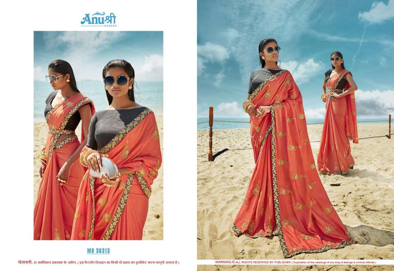 MADAMJI BY ANUSHREE 33611 TO 36322 SERIES INDIAN TRADITIONAL WEAR COLLECTION BEAUTIFUL STYLISH FANCY COLORFUL PARTY WEAR & OCCASIONAL WEAR CHINNON GEORGETTE SAREES AT WHOLESALE PRICE